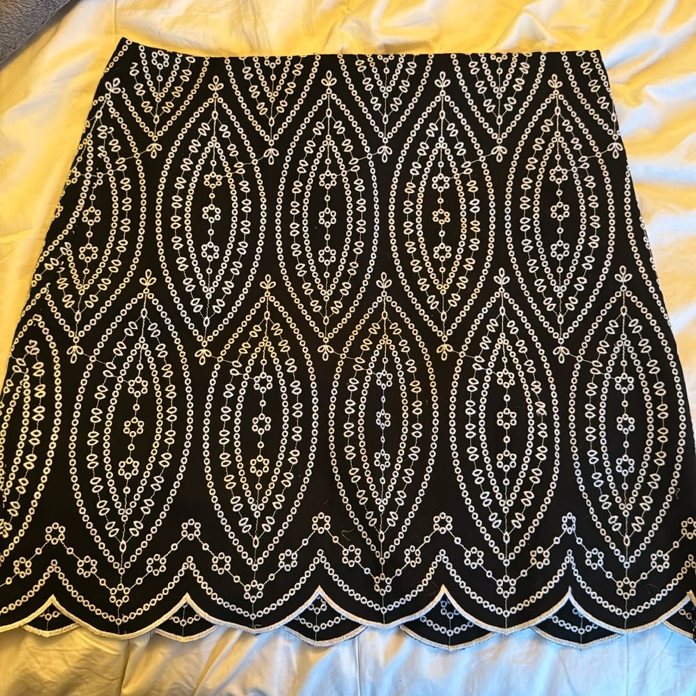 Loft Black Skirt W/White Stitching New with Tags. Size 12 Originally 79.50
